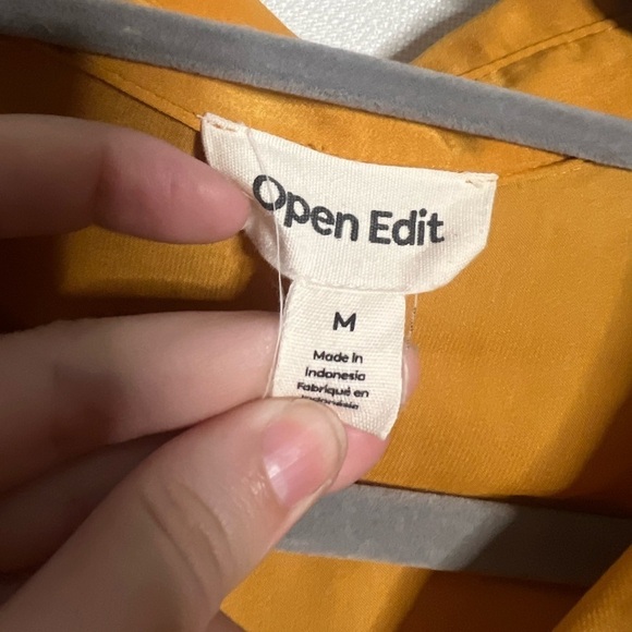 Open Edit Mustard Yellow Satin Button Up Blouse Medium - Picture 4 of 8
